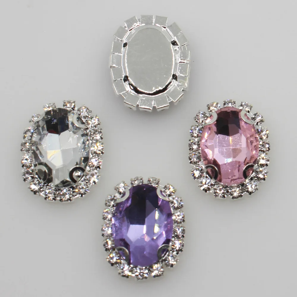 Модная овальная прозрачная стеклянная пуговица с 4 отверстиями 10 шт. свадебные