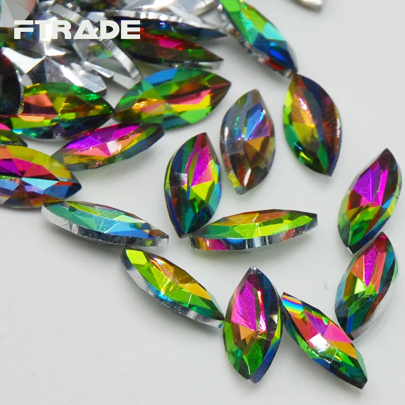 Хит продаж высококачественные стеклянные стразы радужной расцветки с маркизом и