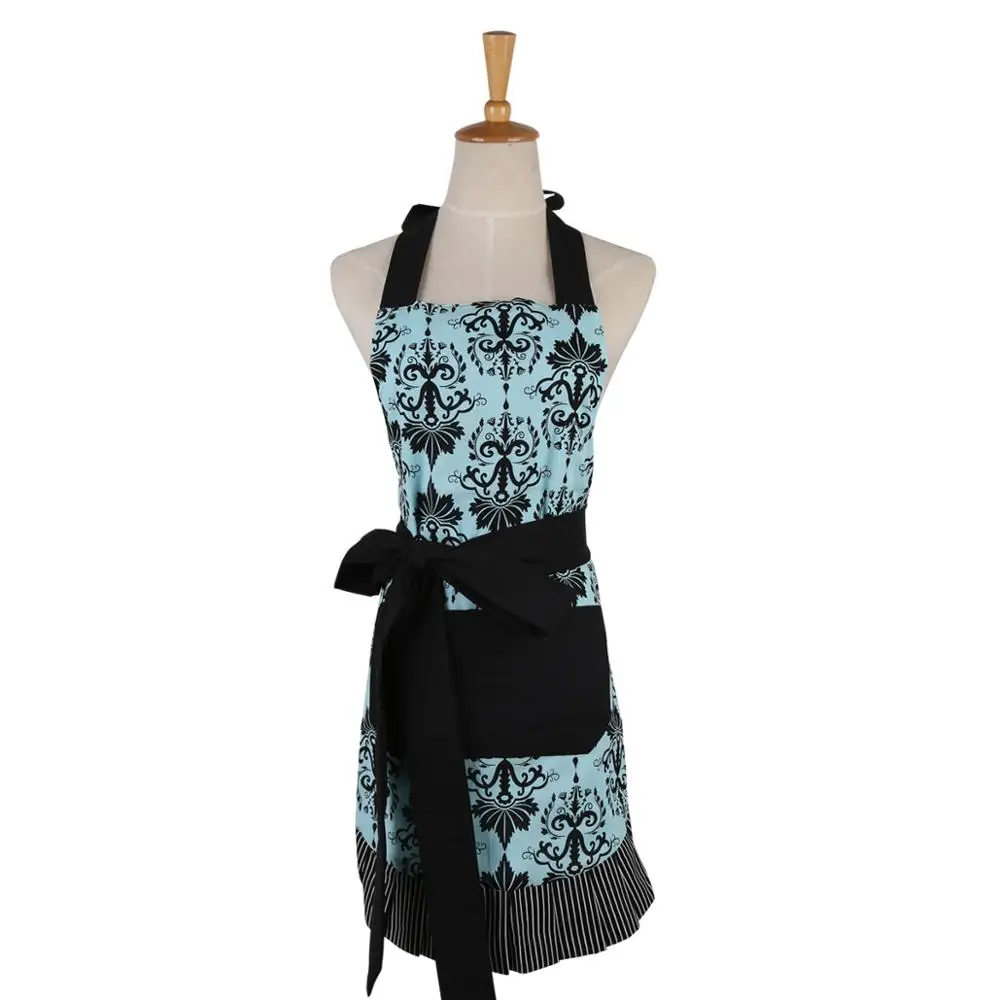 a adult apron Мать и дочь родитель фартук хлопок печать милые фартуки с карманами по дому барбекю DIY живопись цветок передник фартук черный - Цвет: a adult apron
