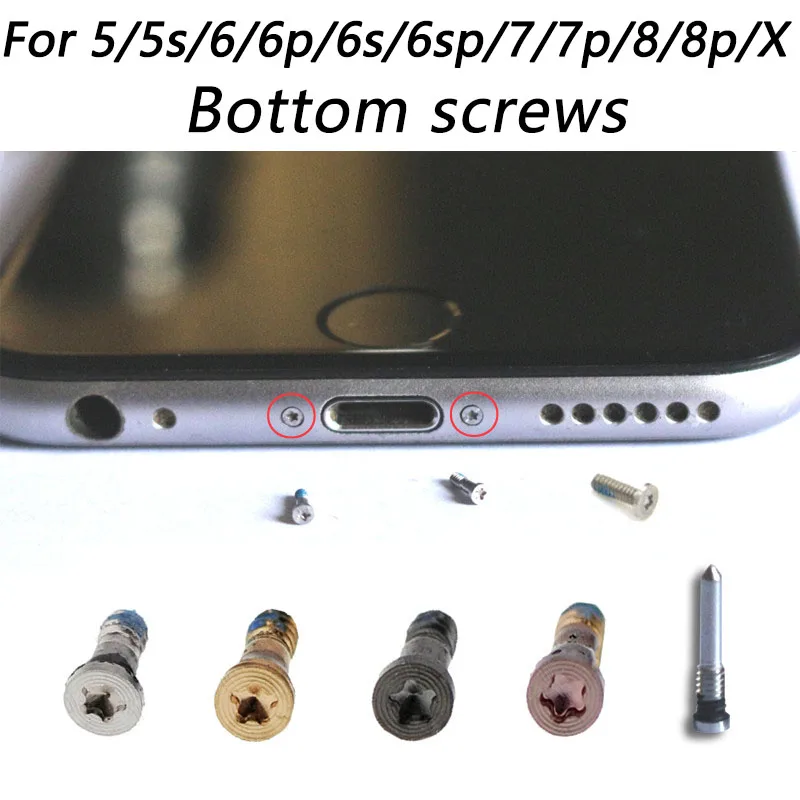 

10pcs/lot Back Cover Screw for iPhone 5 5s 6 6p 6S 6sp 7 7 plus 8 8 plus X New Bottom Dock Connector Five Star Pentalobe Screws