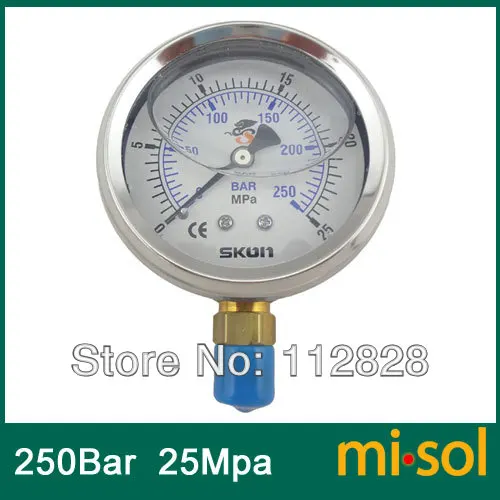 Манометр 25Mpa 250bar латунный стержень радиальное соединение BSP 1/4&quot | Инструменты