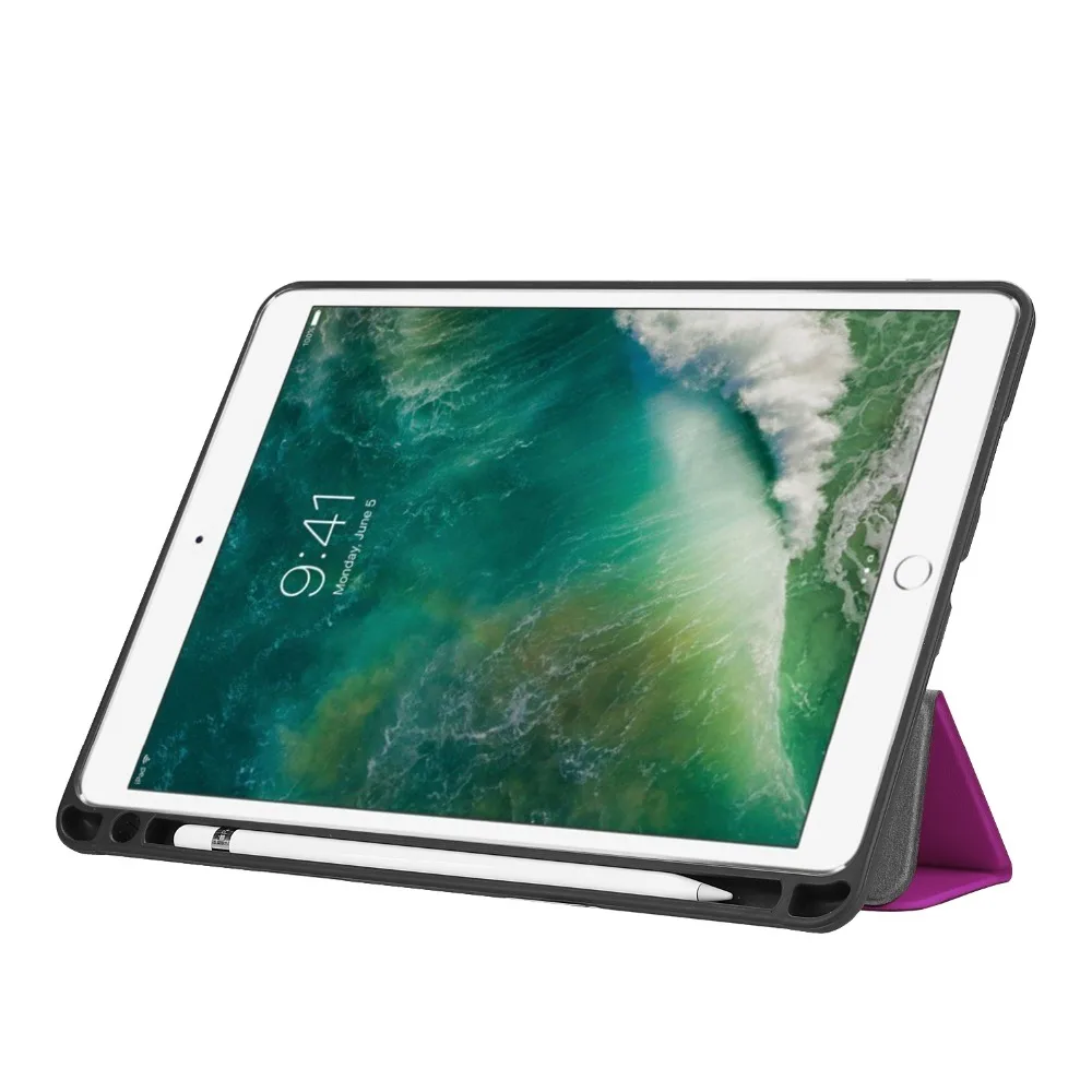 Для iPad Air 3rd Generation 10 5 2019 чехол с карандашом Тонкий Фолио трехслойный кожаный