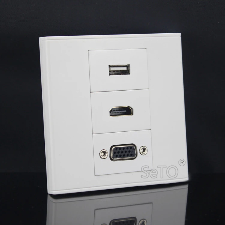 SeTo 86 Тип USB + HDMI VGA коннектор панель настенная гнездо Keystone Лицевая