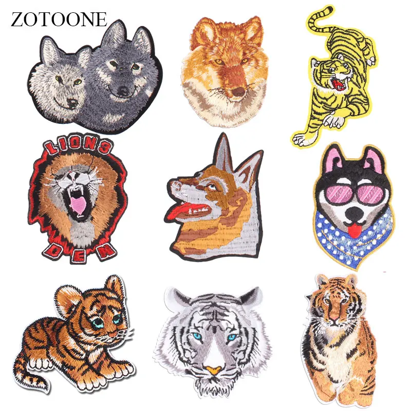 ZOTOONE животное патч волк наклейки с тигром Diy железо на одежду теплопередача аппликация вышитые аппликации накладки ткань G