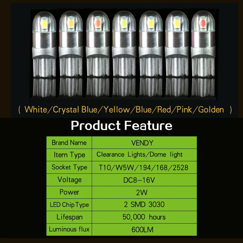 10 шт. W5W T10 3030 светодиодные фары для автомобиля 12V 194 168 2825 ширина положения лампы