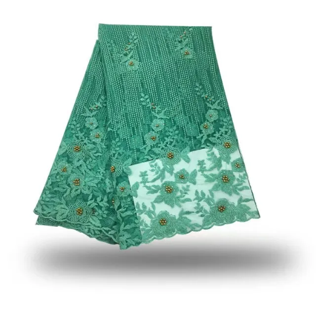 Королевский синий африканский тюль кружевной ткани с бисером последние