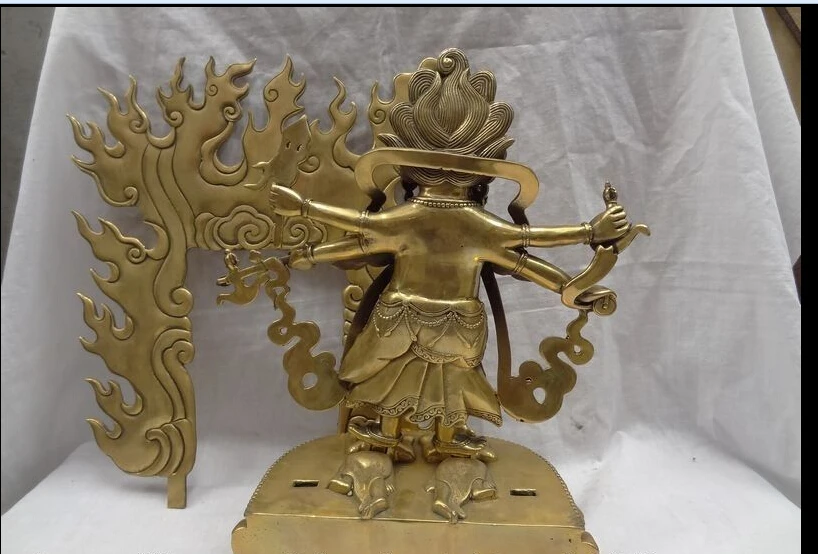 wan671070+++15 Tibet Tibetan Brass Buddhism Temple Vajra 6 Arms Mahakala Buddha Statue | Дом и сад