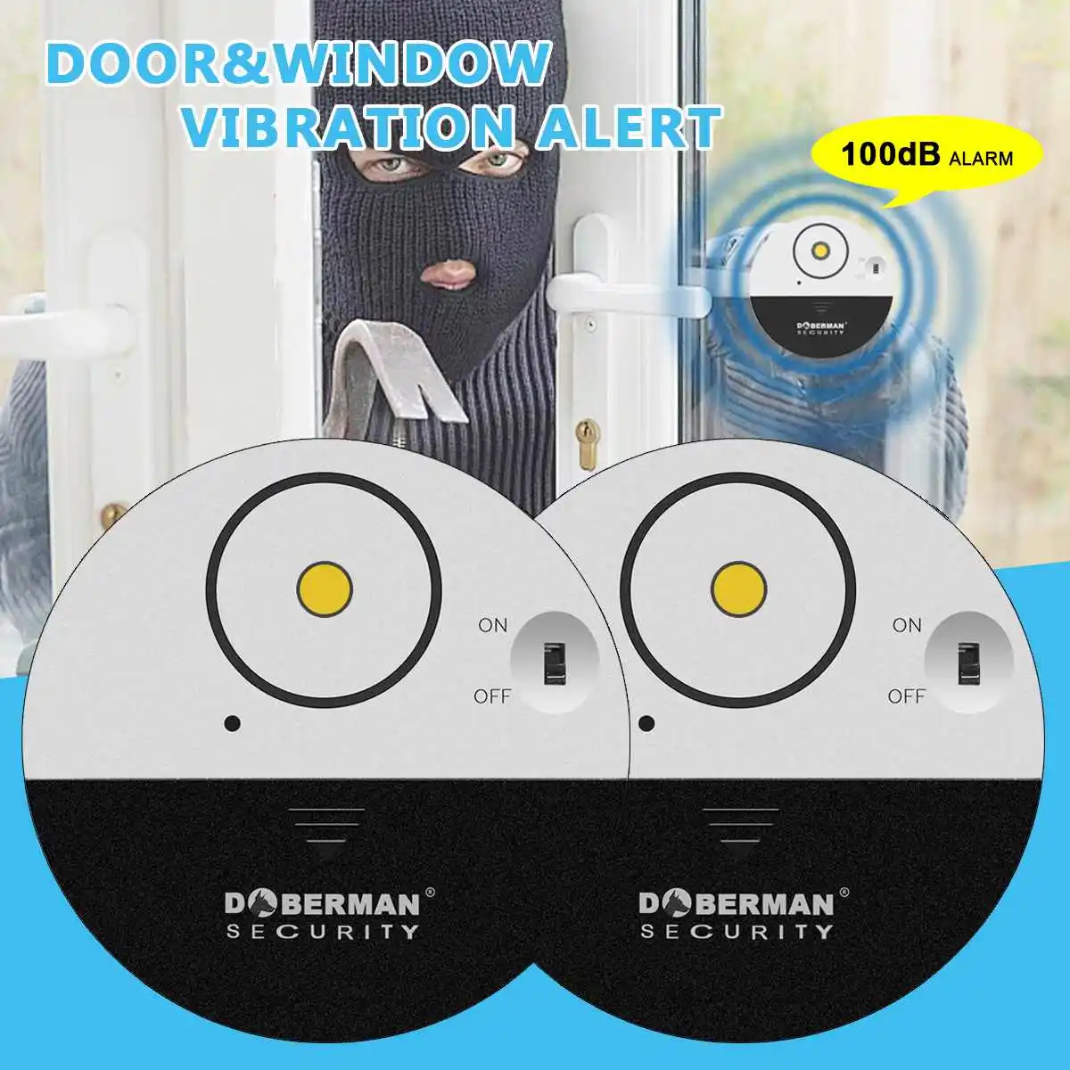 DOBERMAN 100dB беспроводной электронный детектор вибрации двери шкафа окна датчик вибрации оповещение охранной сигнализации детектор