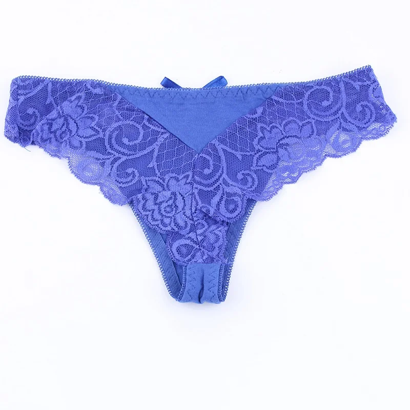 blue Сексуальные кружевные цветочные жаккардовые трусы для женщин, прозрачные кружевные трусы, нижнее белье с низкой посадкой, дышащие Бесшовные стринги - Цвет: blue