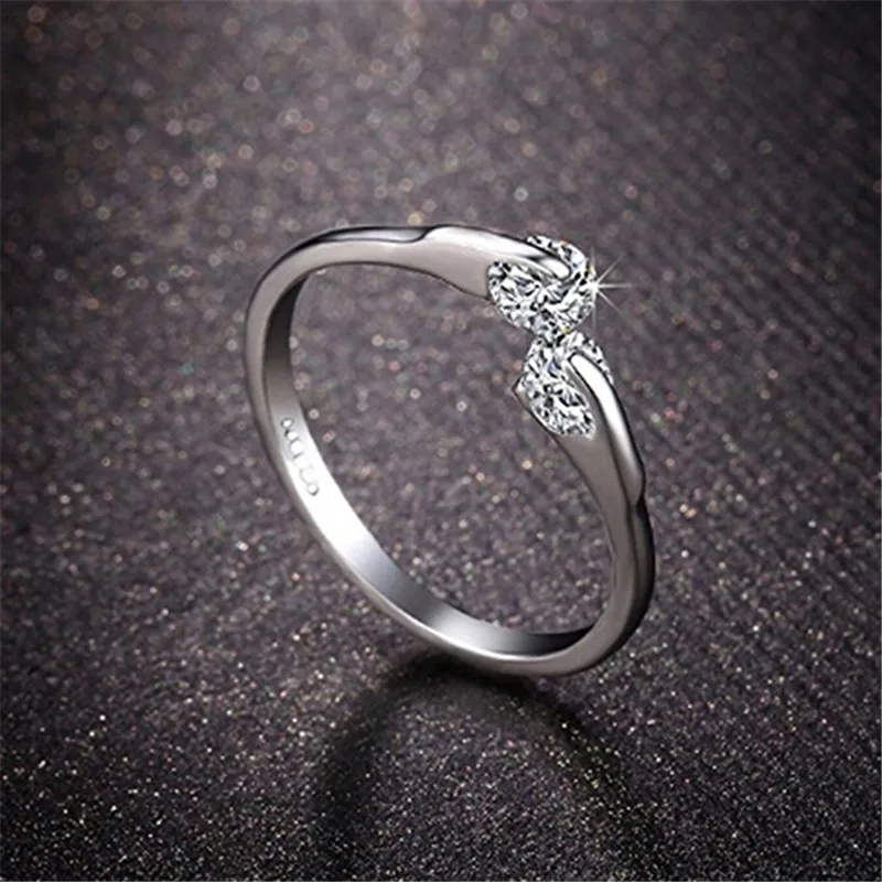 Женское кольцо с сердечком серебряное золотое цирконием|open ring|heart ringring silver |