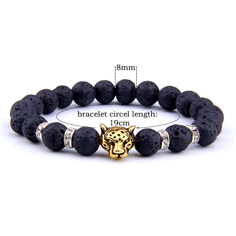 Браслет из натурального камня лавы для мужчин и женщин эластичный гематит с