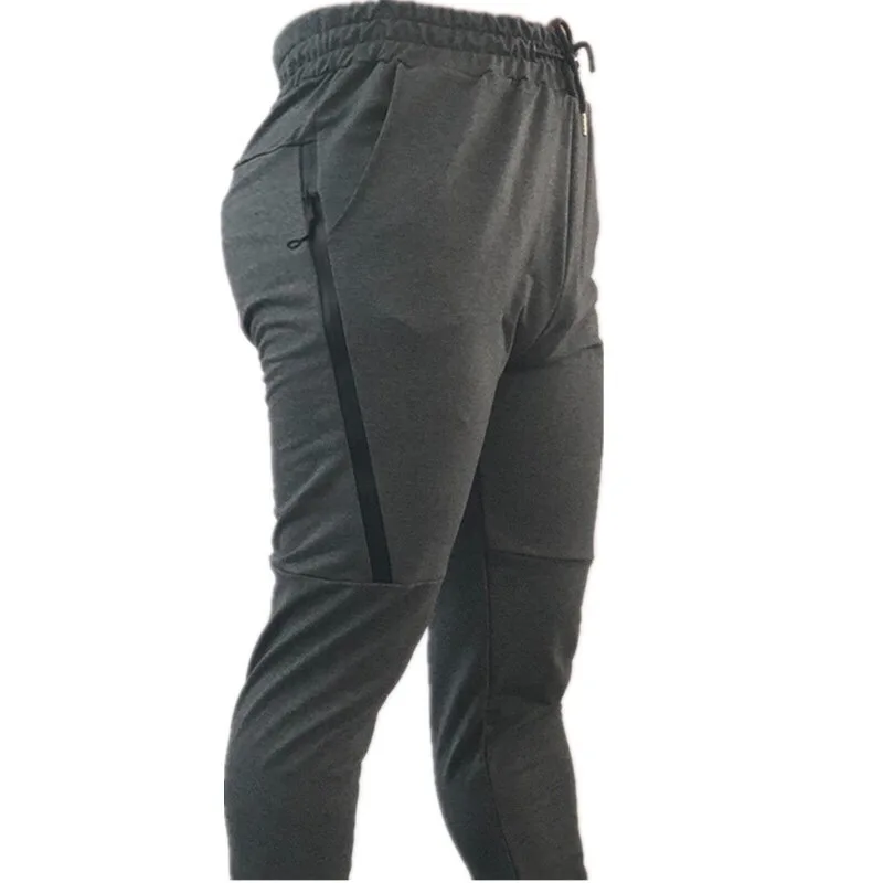 Dark Gray Спортивные тренировочные штаны для бега, Мужские штаны для бега, обтягивающие штаны для футбола, хлопковые штаны на молнии для тренировок, трико для бега, спортивные брюки для мужчин - Цвет: Dark Gray