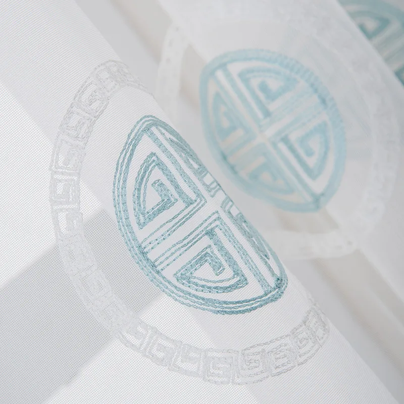 Полупрозрачная занавеска yцентр белая вуаль с вышивкой для обработки окон