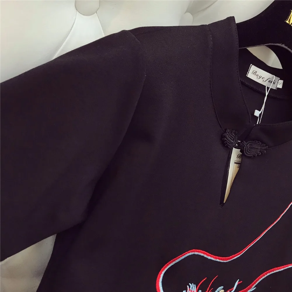 Лето китайский cheongsam дизайн Для женщин Рубашка с короткими рукавами Тонкий платье Женский красивые платья A139