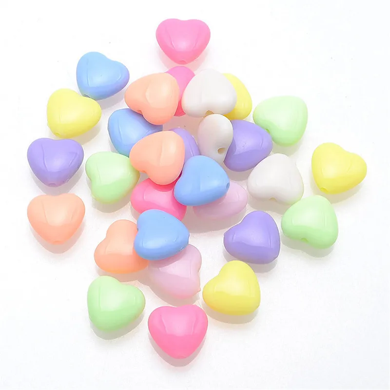 

Wholesale 1100pcs 13mm Assorted Pastel Colors Love Heart Beads Plastic Acrylic Jewelry Beading Spacer Bracelet Beads