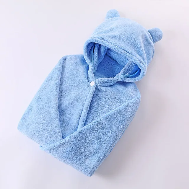 BLUE Хлопковое детское банное полотенце с капюшоном, одеяла для малышей, Детское Пончо, полотенце s, материал 65*110 см, детское банное полотенце с капюшоном, мочалка - Цвет: BLUE