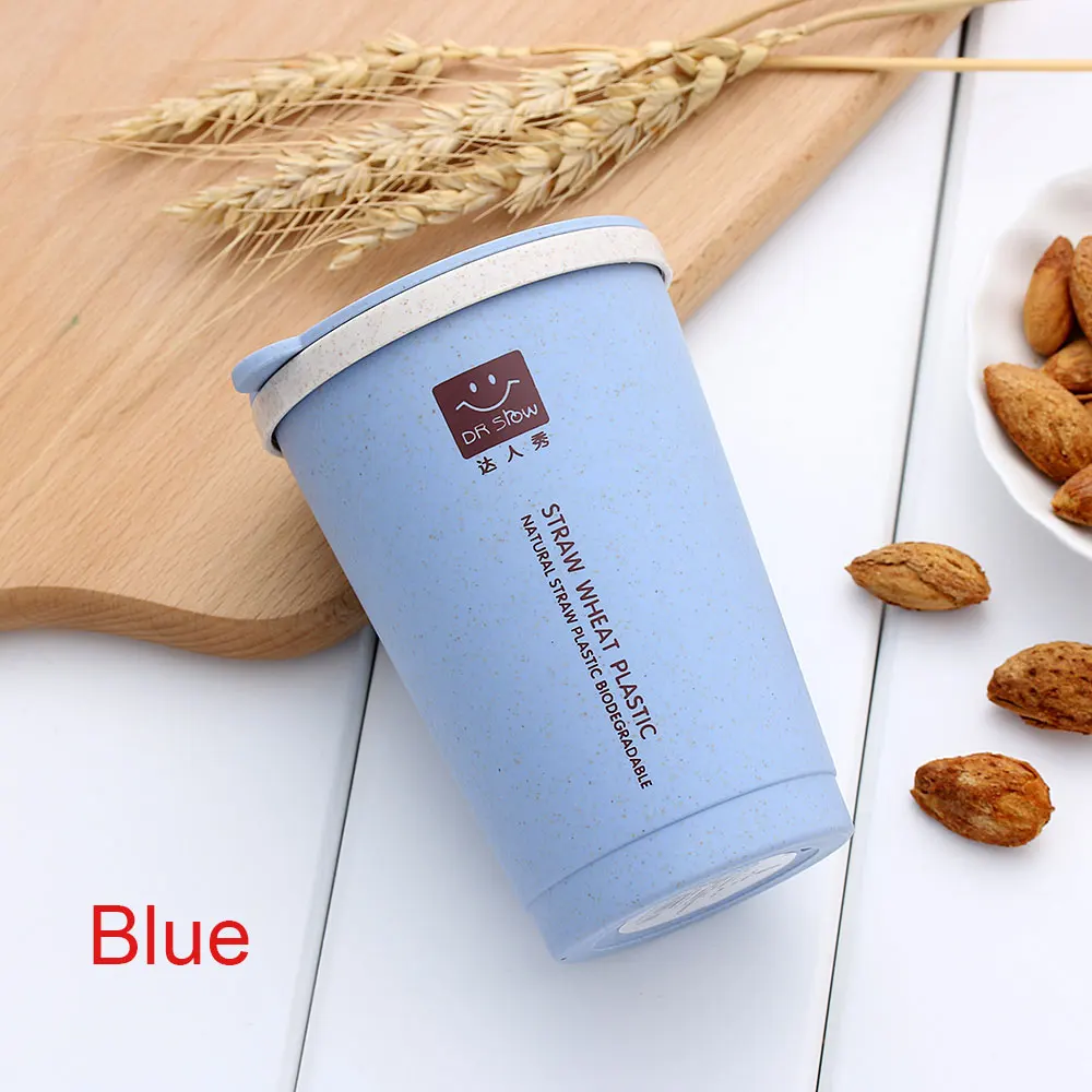 280ML blue 4 цвета, 280 мл/470 мл, ручная чашка из пшеничной соломы, модная мини-чашка для кофе, Студенческая спортивная чашка для воды с соломинкой - Цвет: 280ML blue