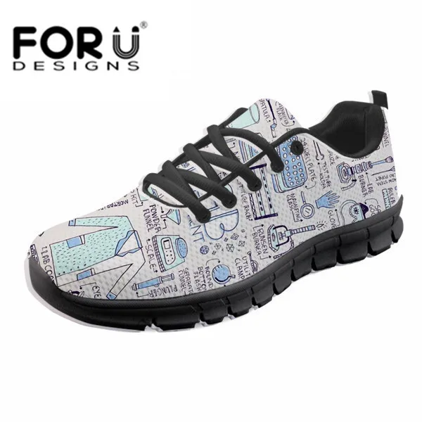 H9435BAQ FORUDESIGNS/кроссовки для кормящих женщин; милый узор с изображением сиделки; удобная женская обувь на плоской подошве со шнуровкой; женская повседневная обувь; светильник - Цвет: H9435BAQ