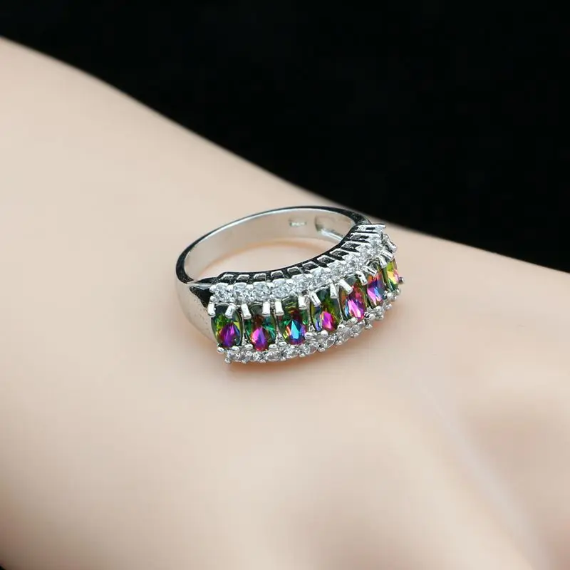 925 Sterling Silver Bride Ring For Women Rainbow Cubic Zirconia White Crystal Jewelry | Украшения и аксессуары