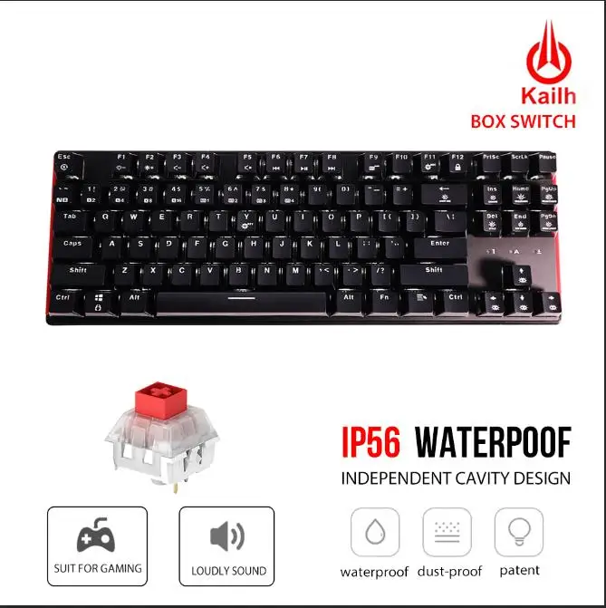 Red Switch-White HEXGEARS GK707 87 Клавиатура белый синий водонепроницаемый Kailh коробка переключатель игровая клавиатура Горячая замена переключатель Механическая игровая клавиатура - Цвет: Red Switch-White