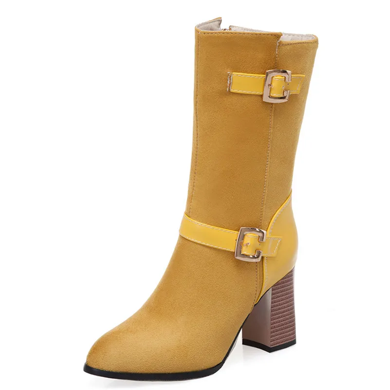 FEDONAS/Новое поступление 2021 года Теплые Женские однотонные флоковые сапоги до