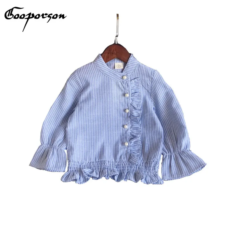 GOOPORSON рубашка для девочек с длинными расклешенными рукавами блузка новый дизайн