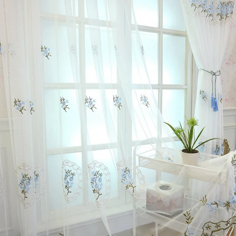 Тюлевые шторы с вышивкой современные цветочные занавески на окна для гостиной