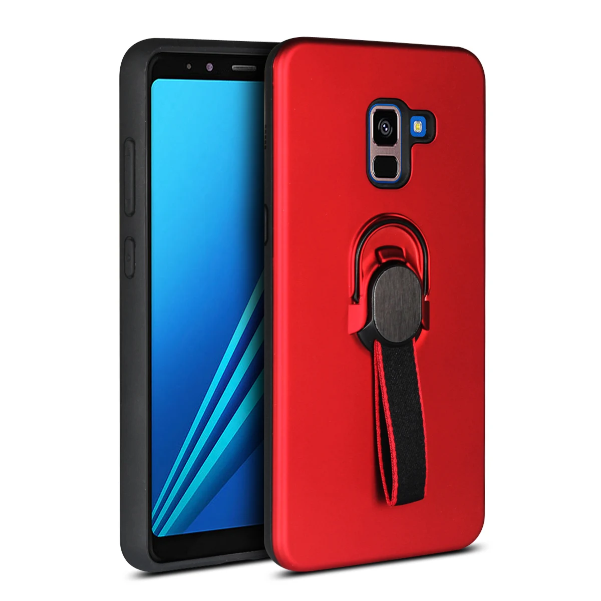 PC TPU 2 in One Cases For Samsung Galaxy A6 A7 A8 A9 A9s Plus Star Lite 2018 Note 9 8 5 A750 Covers Ribbon Stand Ring |