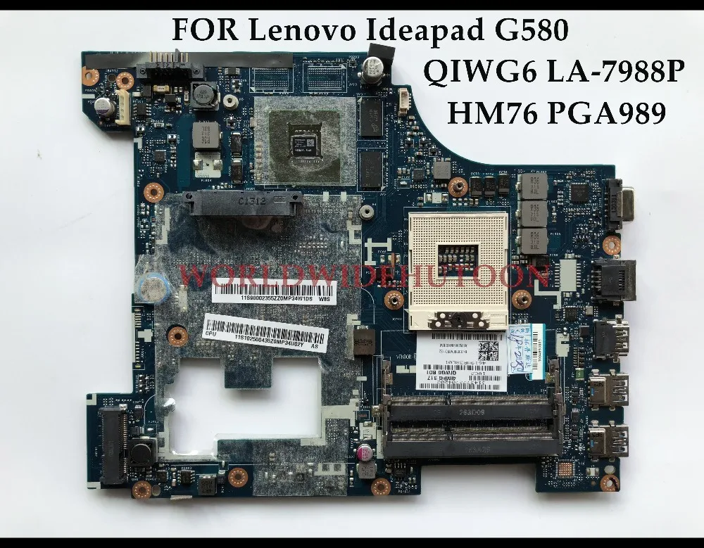 Высококачественная материнская плата QIWG6 для Lenovo Ideapad G580 ноутбука SLJ8E HM76 PGA989 DDR3 1
