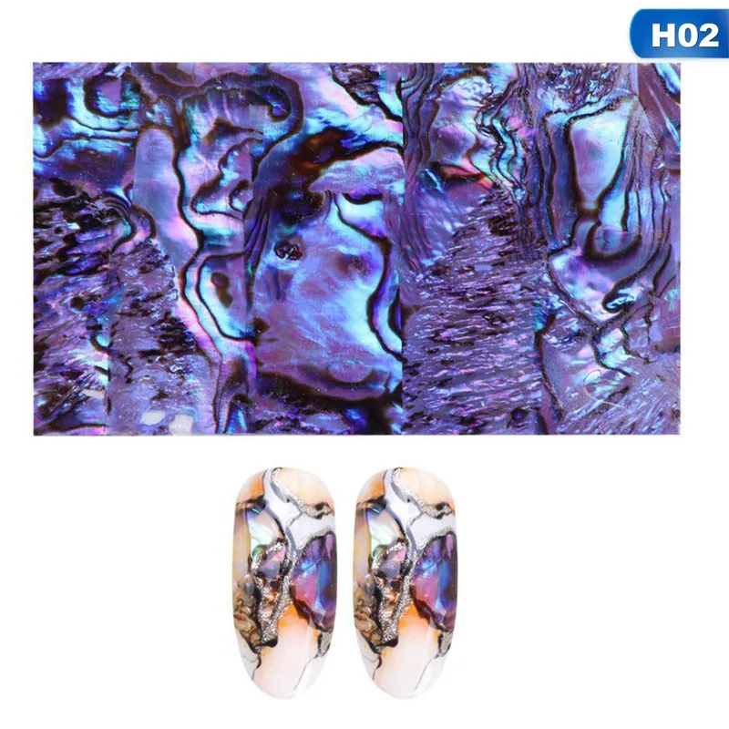 H02 Лак для ногтей фольги 3D проблеск Abalone Shell узор клейкая оберточная бумага мрамор Русалка наклейки для ногтей украшения - Цвет: H02