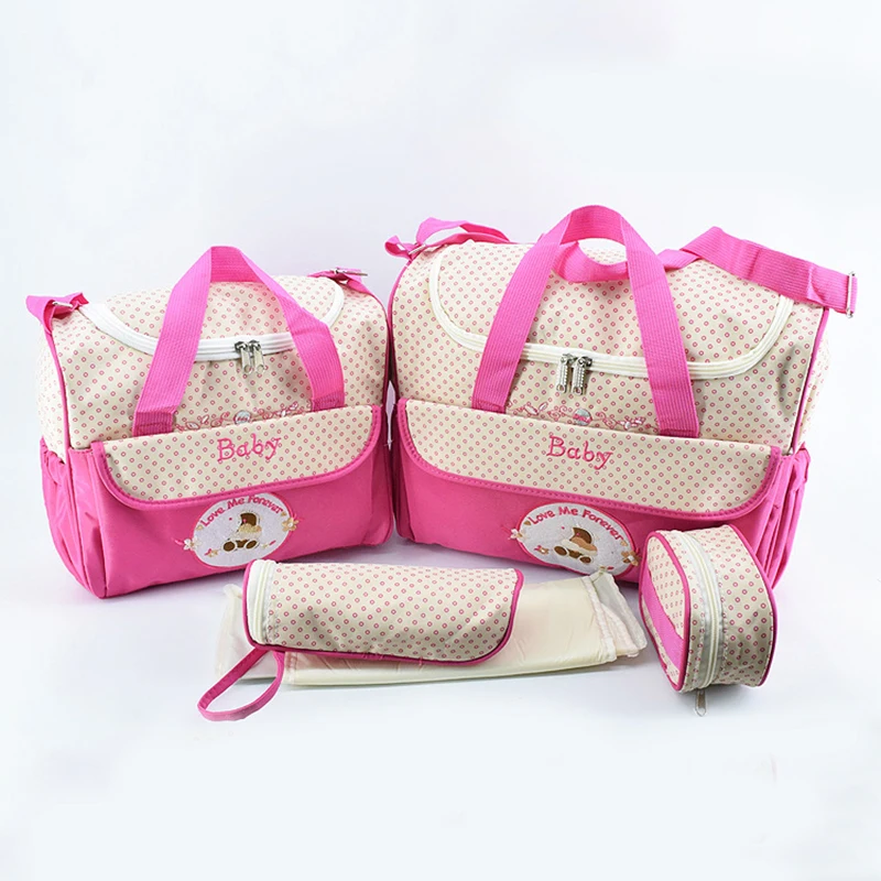 5pcs/set Baby Diaper Bag Large Capacity Organizer Bag Changing Nappy Bag For Baby Moms Maternity Bag