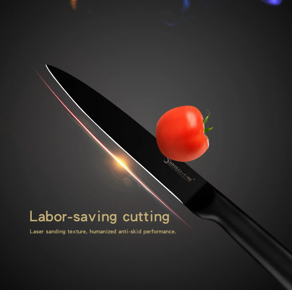Sowoll кухонный нож антипригарное покрытие 4Cr14mov нож из нержавеющей стали Santoku разделка Nakiri утилита кухонные принадлежности