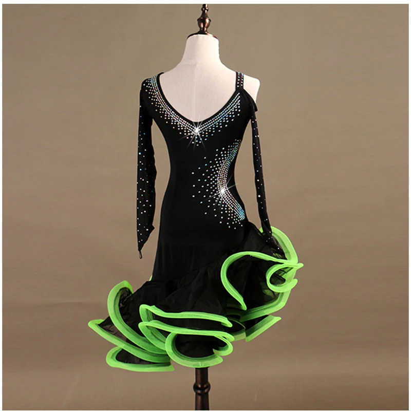 Новое сексуальное облегающее черное платье для латинских танцев женщин Клубное