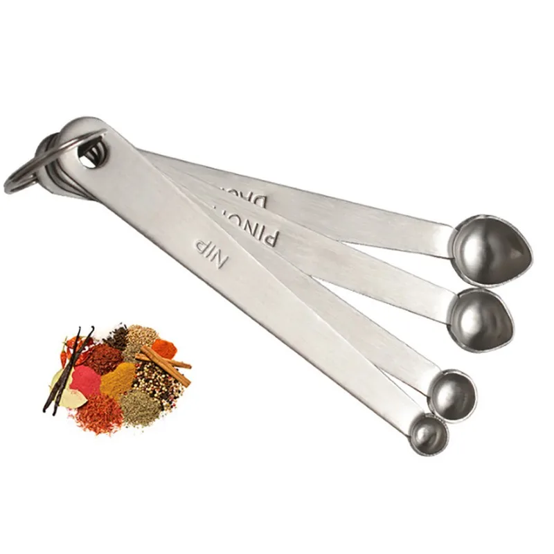 

4PCS/set Stainless Steel Measuring Spoons Heart Shape Head Cooking Spice Spoons Baking Measuring Tools Cooking Set