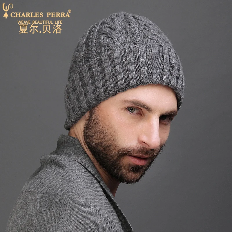 Charles Perra, мужские вязаные шапки, зимние, двухслойные, утолщенные, шерсть, шапка, модный тренд, повседневные, мужские, Skullies Beanies,, новинка 4315