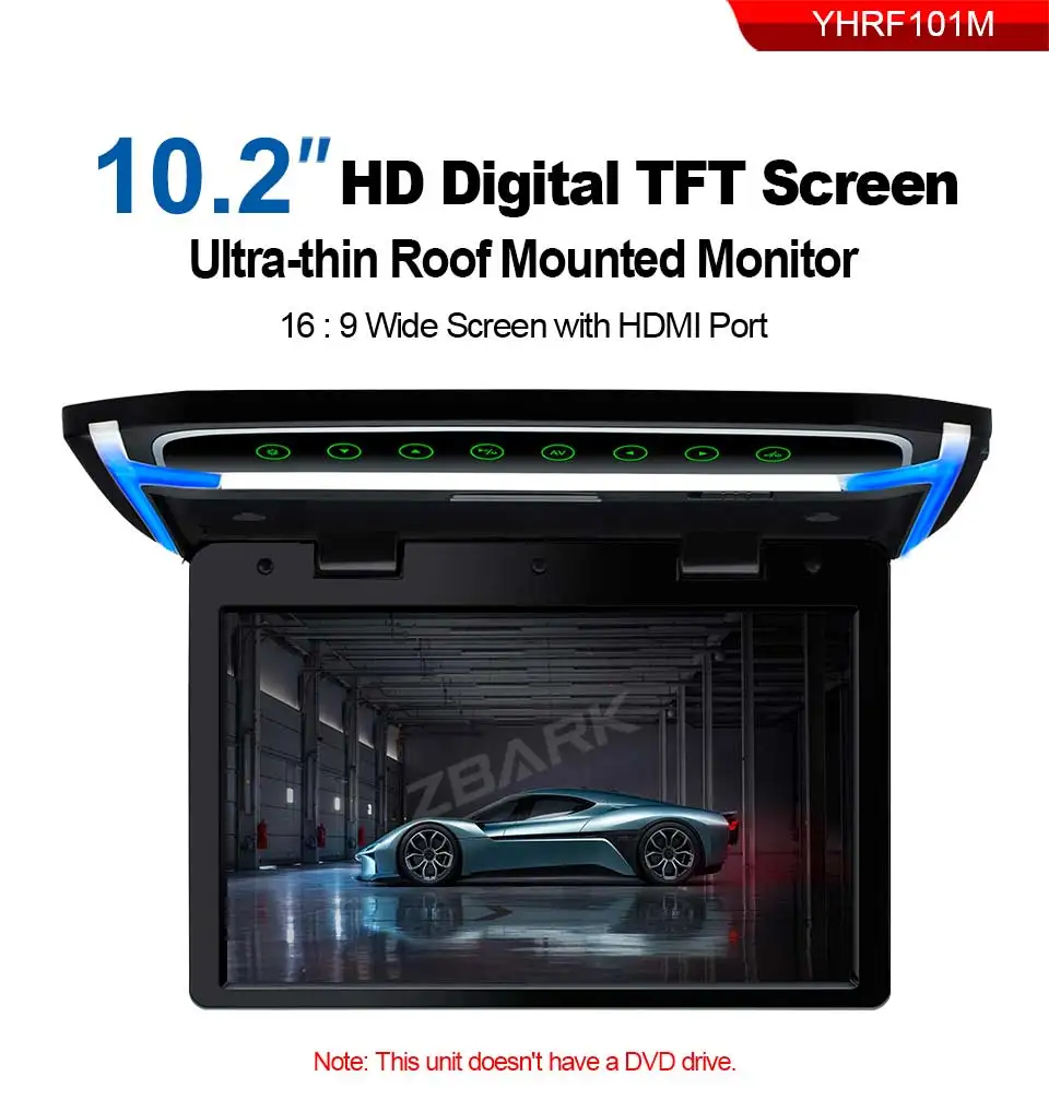 10," монитор 1080P видео HD Разрешение цифровой TFT экран широкий экран ультра-тонкий Автомобиль на крыше установлен HDMI
