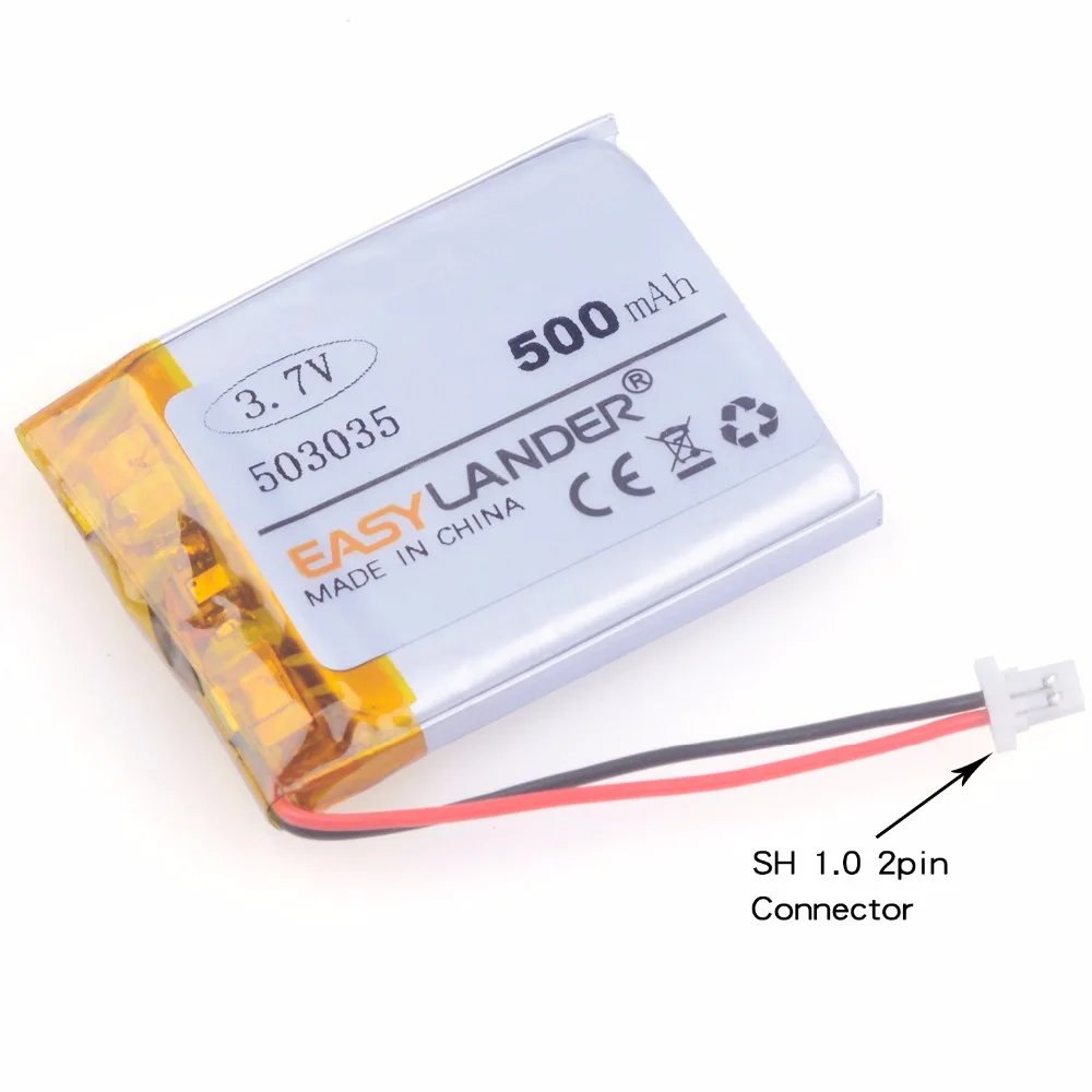 3-ПРОВОД С 1.25 ВИЛКОЙ 503035 3.7V 500mAh ПЕРЕЗАРЯЖАЕМАЯ ЛИТИЕВАЯ ПОЛИМЕРНАЯ БАТАРЕЯ Li-ion ДЛЯ GPS PSP НАВИГАЦИИ MP3 MP4 DVR СМАРТ-ЧАСОВ ON.