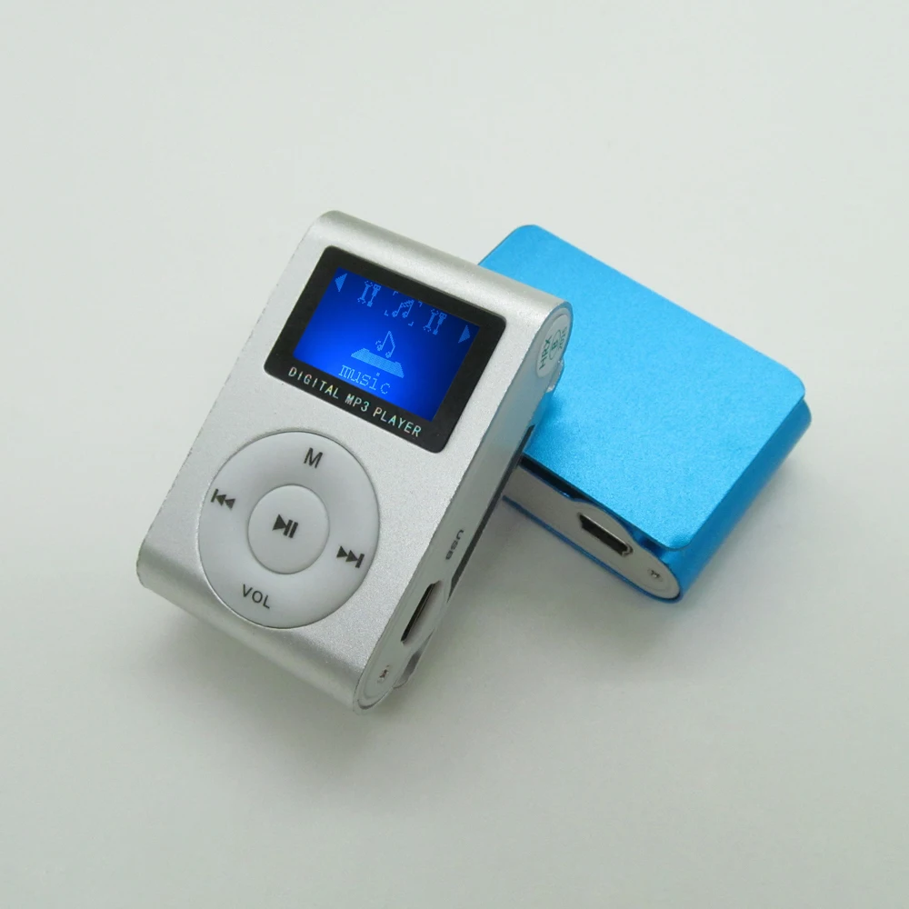 ЖК-экран металлический мини MP3-плеер с зажимом+ наушники+ USB кабель с Micro TF/SD слот Портативный MP3 музыкальный плеер