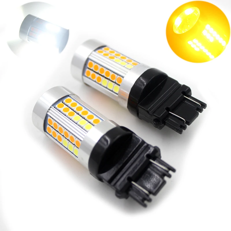 

2Pcs Canbus No Hyper Flash T25 3157 P27/7W LED Lights White/Amber Dual Color Switchback Error Free Turn Signal DRL Bulbs