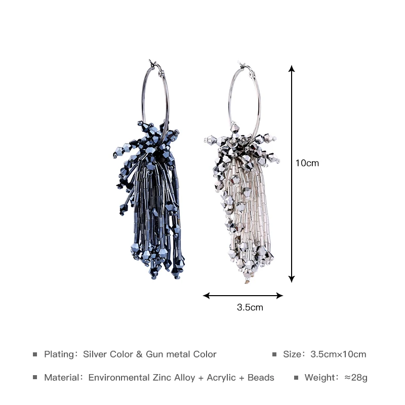 KISS ME черные/белые/синие Бусины люстра большие серьги классическое модное кольцо