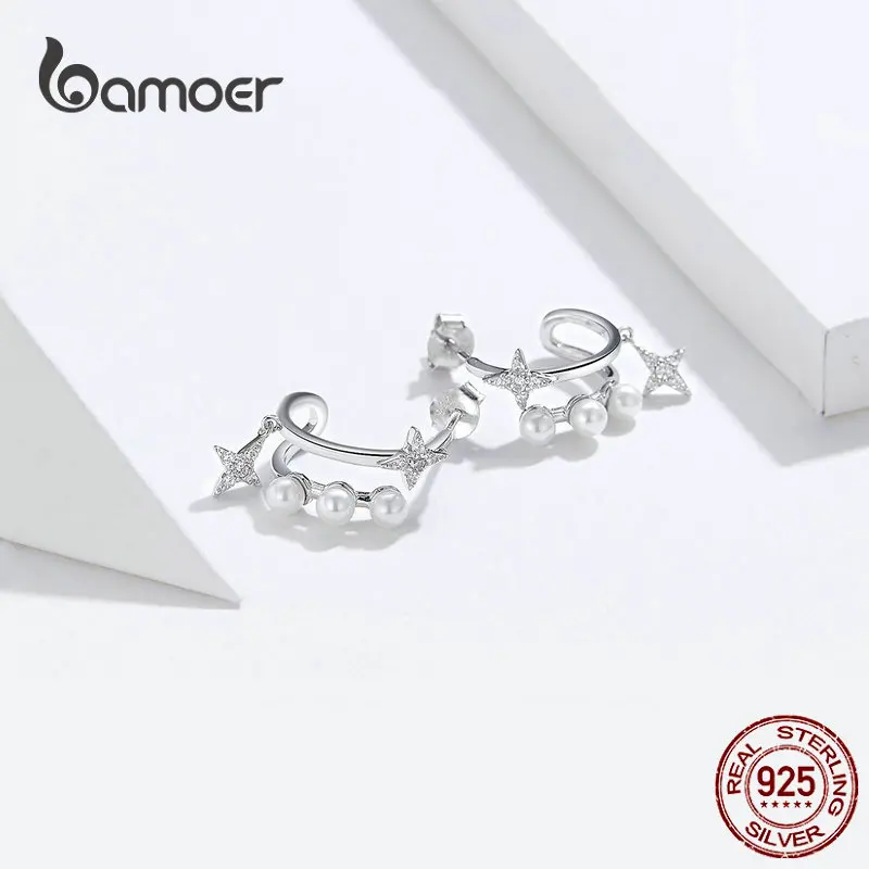bamoer Dazzling Stars Dangle Earrings for Women 925 Sterling Silver High Quality Wedding Statement Jewelry Pear Earing BSE183