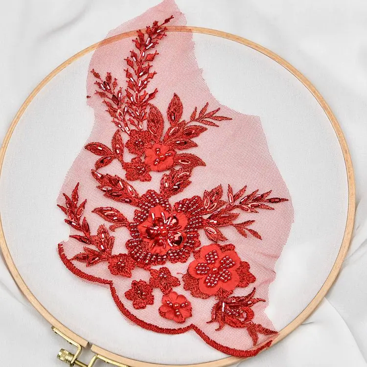 3D Ручная вышивка бисером цветочный аппликационный патч для женского