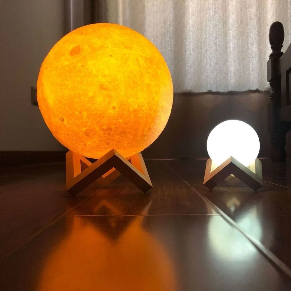 2 цвета изменить сенсорный перезаряжаемый 3D печать луна лампа переключатель спальня книжный шкаф ночник домашний декор креативный подарок