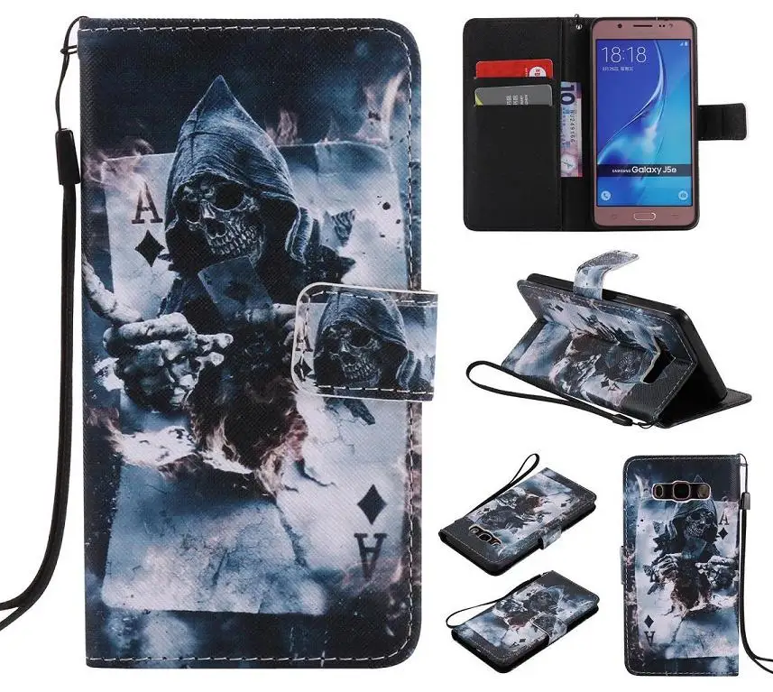 Skull Leopard Eiffel Tower elephant Leather Wallet Case Cover For Samsung galaxy J1 2016 J120 J3 J310 J5 J510 | Мобильные телефоны