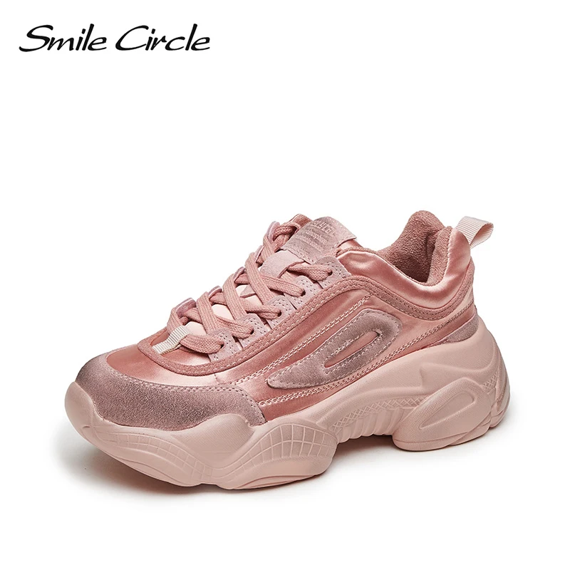Женские кроссовки Smile Circle на плоской подошве из натуральной кожи платформе для
