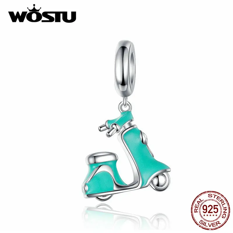 WOSTU, новинка, S925, маленькие подвески для электромобиля, Стерлинговое серебро 925, подвеска, подходит для браслета и ожерелья, бусы DXC1201
