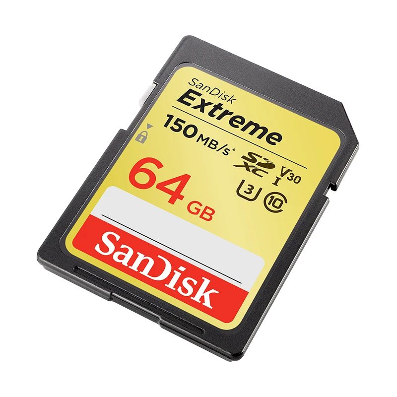Двойной Флеш-накопитель SanDisk Memory Card Extreme SDXC SD 64 Гб C10 U3 V30 150 МБ/с. читать Скорость UHS-I