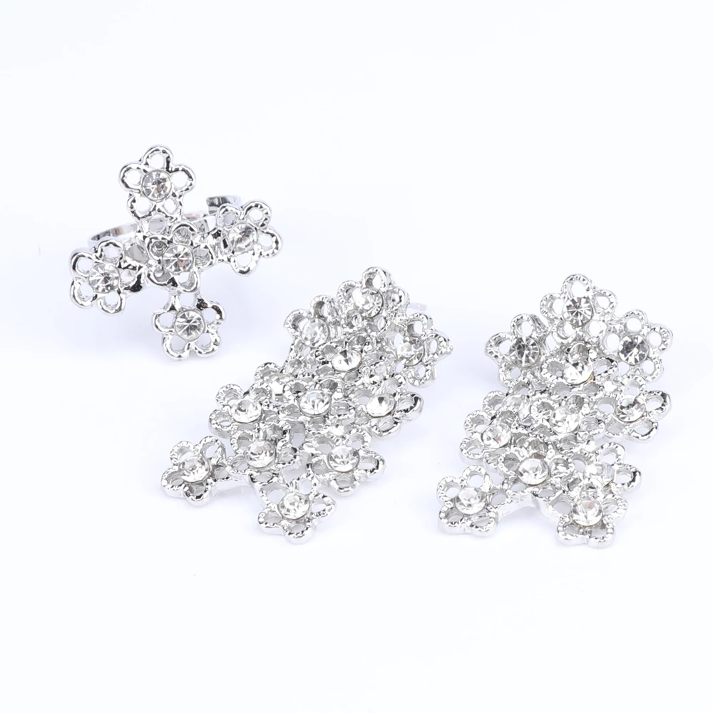 Ювелирные наборы для женщин серебристый цвет прозрачный кристалл вечерние