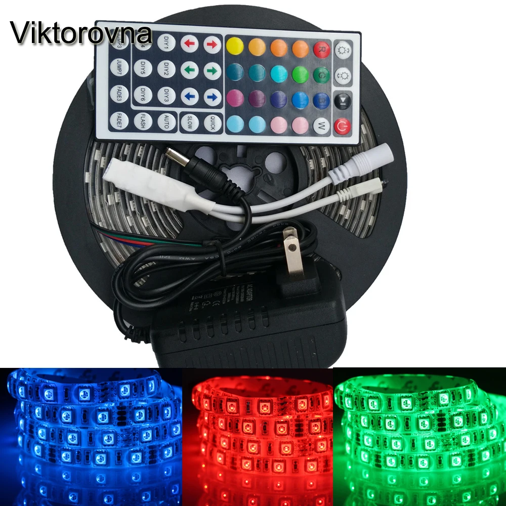1/5 м 5050 SMD RGB светодиодные полосы света ip65/не водонепроницаемый Fita ленты лампы 44Key