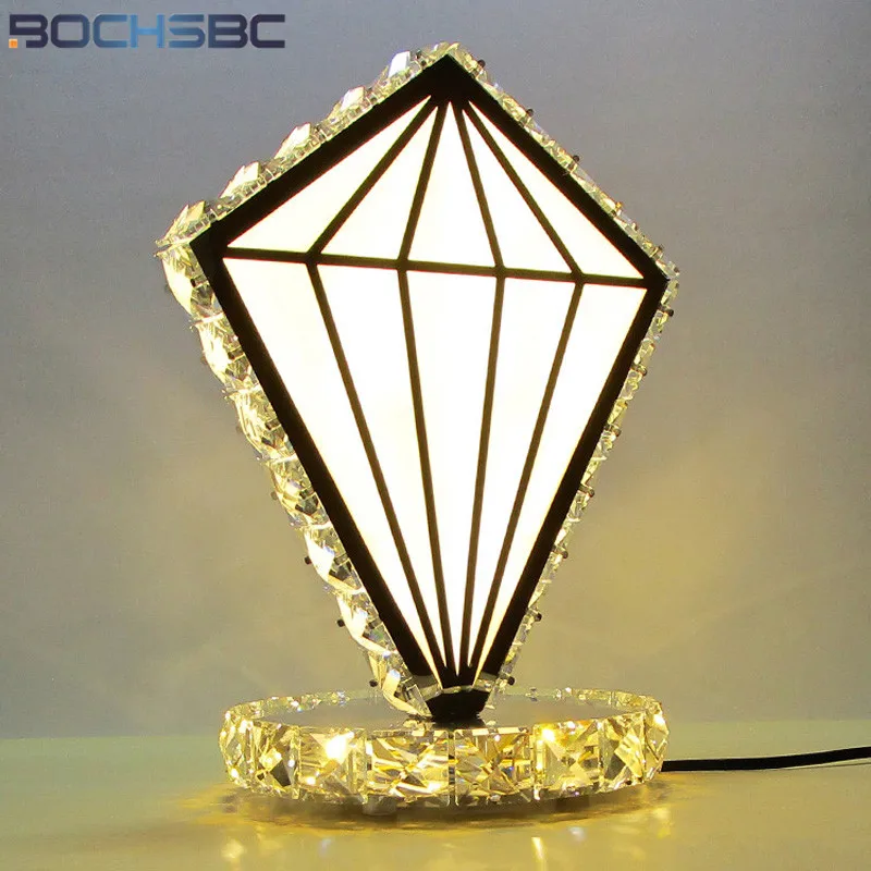 

BOCHSBC Creative K9 Crystal Table Lamp 36W Stainless Steel Home Deco Lights Bedside Bedroom Dining Living Room Light Fixture